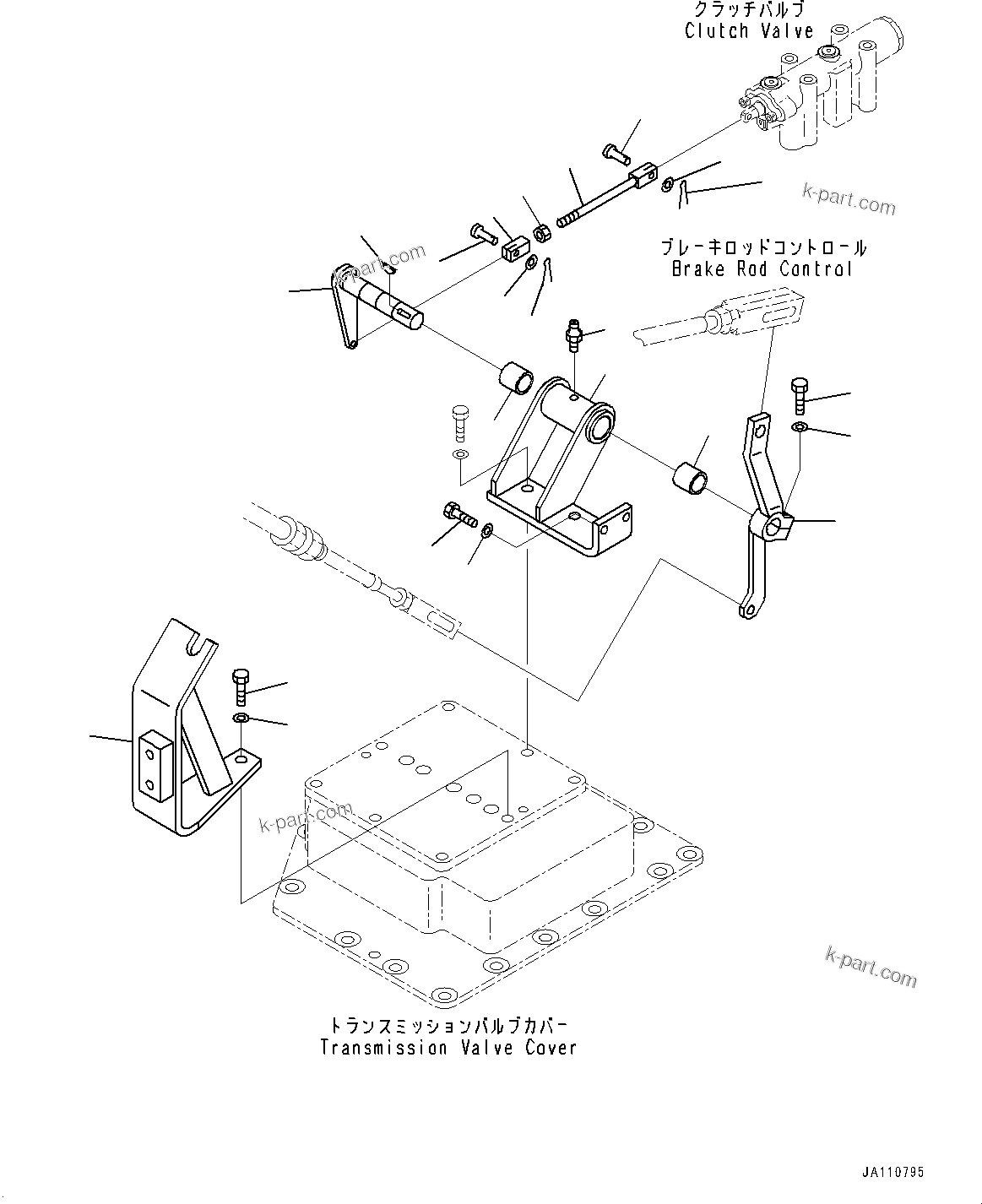 Komatsu parts book diagram for D275A-6 S/N 190001-UP (Mongolia Standard Machine): POWER TRAIN, BRAKE CONTROL BRACKET(#180001-)