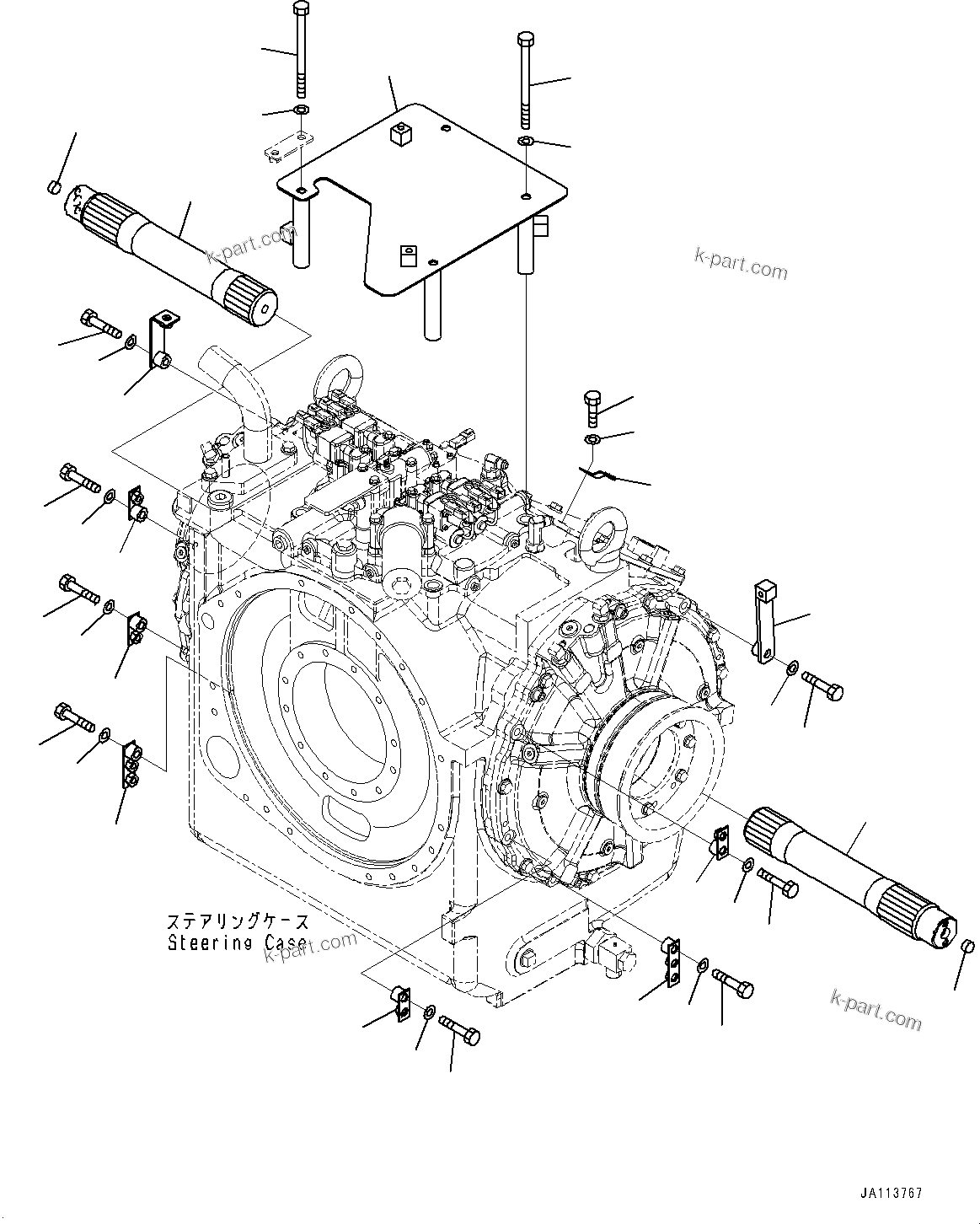 Komatsu parts book diagram for D275A-6 S/N 190001-UP (Mongolia Standard Machine): POWER TRAIN, CLIP AND STEERING SHAFT(#180001-)