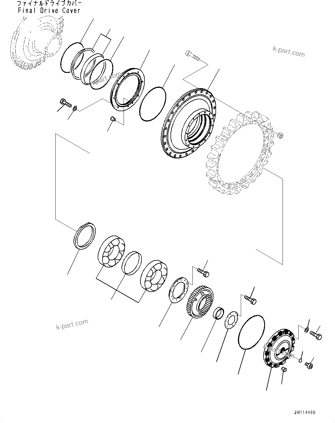 Komatsu parts book diagram for D275A-6 S/N 190001-UP (Mongolia Standard Machine): FINAL DRIVE, SPROCKET HUB, L.H.(#190001-)