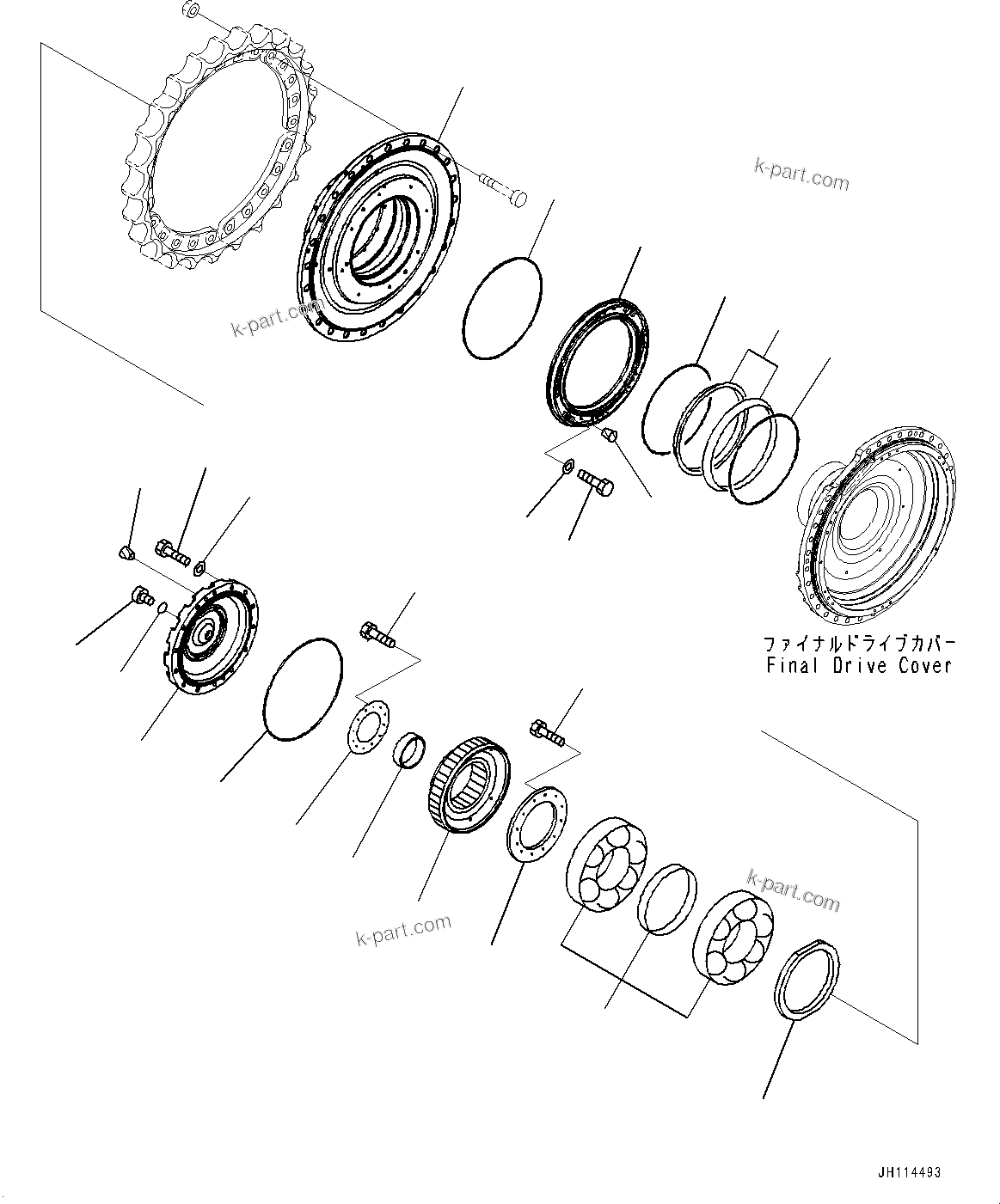 Komatsu parts book diagram for D275A-6 S/N 190001-UP (Mongolia Standard Machine): FINAL DRIVE, SPROCKET HUB, R.H.(#190001-)