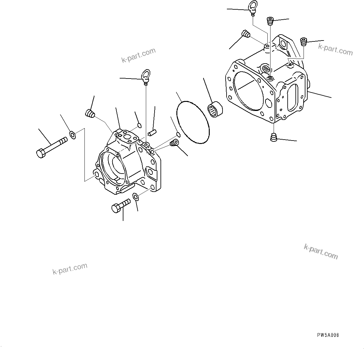Komatsu parts book diagram for D275A-6 S/N 190001-UP (Mongolia Standard Machine): HYDRAULIC PUMP, PISTON PUMP (1/5)(#180001-)