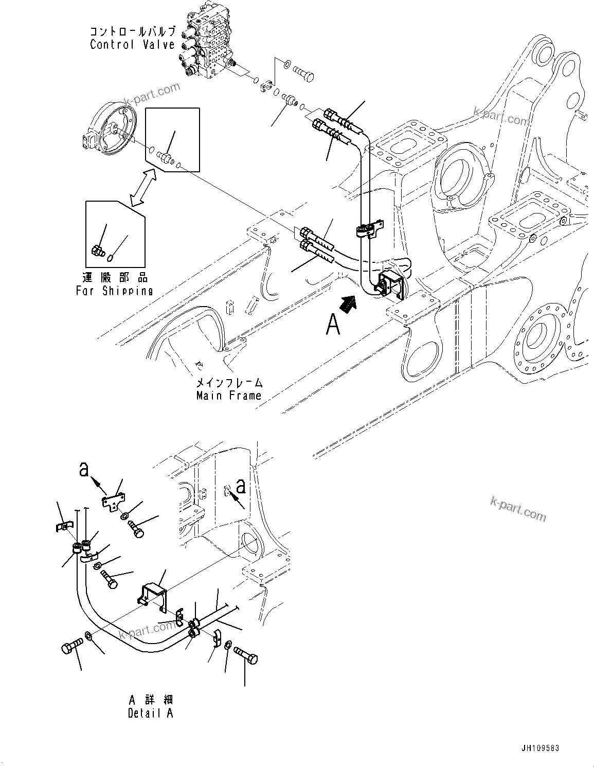 Komatsu parts book diagram for D275A-6 S/N 190001-UP (Mongolia Standard Machine): DOZER BLADE TILT PIPING, (#180001-)