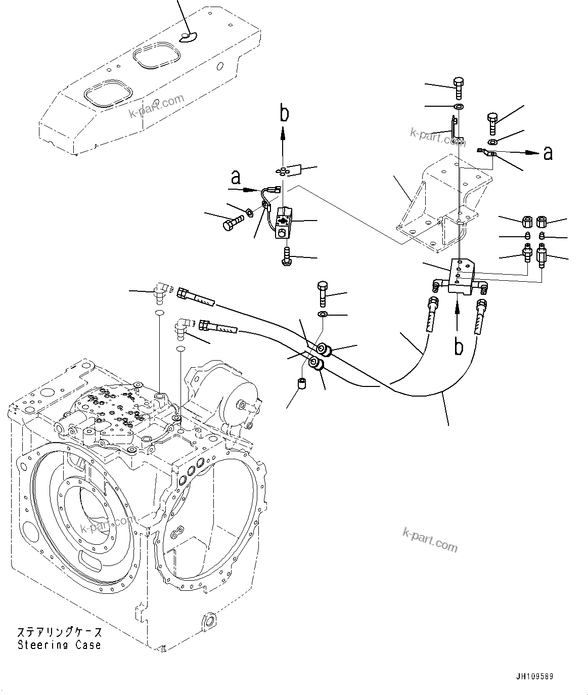 Komatsu parts book diagram for D275A-6 S/N 190001-UP (Mongolia Standard Machine): RIPPER SHANK PIN PULLER PIPING, (#180001-)