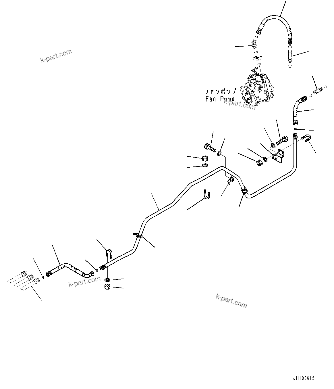 Komatsu parts book diagram for D275A-6 S/N 190001-UP (Mongolia Standard Machine): COOLING FAN DRIVE PIPING, DELIVERY PIPING(#180001-)
