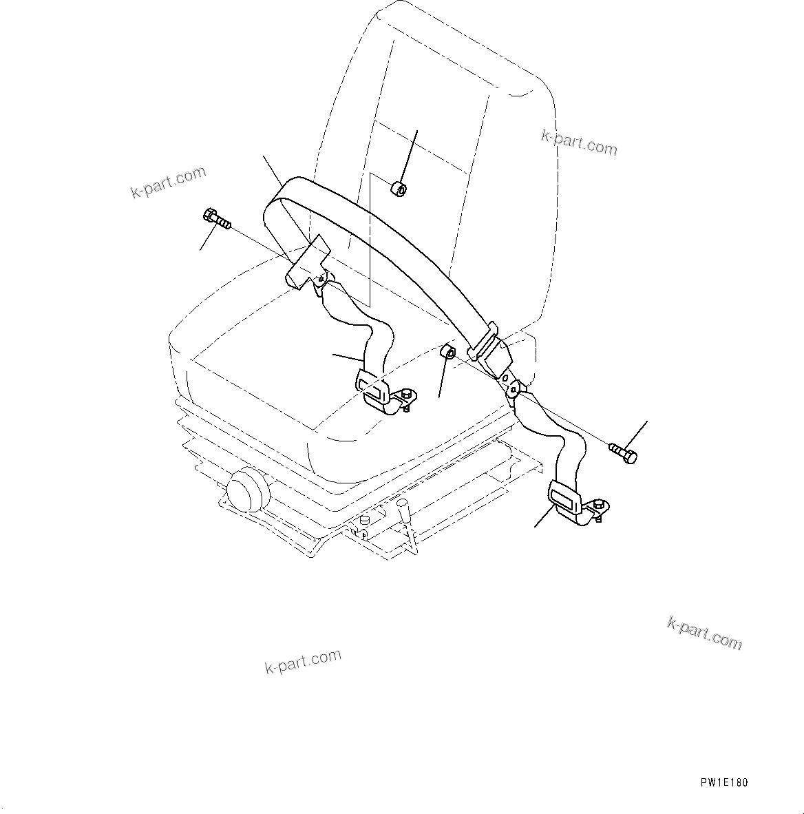 Komatsu parts book diagram for D275A-6 S/N 190001-UP (Mongolia Standard Machine): SEAT BELT, (#180001-)