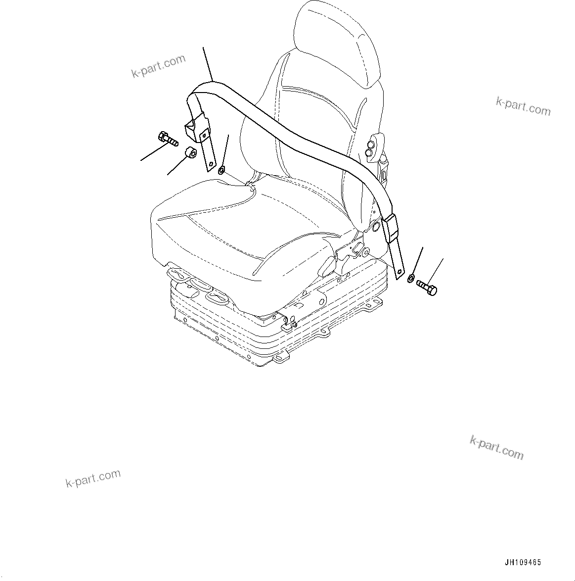Komatsu parts book diagram for D275A-6 S/N 190001-UP (Mongolia Standard Machine): SEAT BELT, (OPERATOR'S SEAT, AIR SUSPENSION TYPE, LUMBAR SUPPORT, WITH HEATER AND VENTILATION, SEARS)(#180001-)