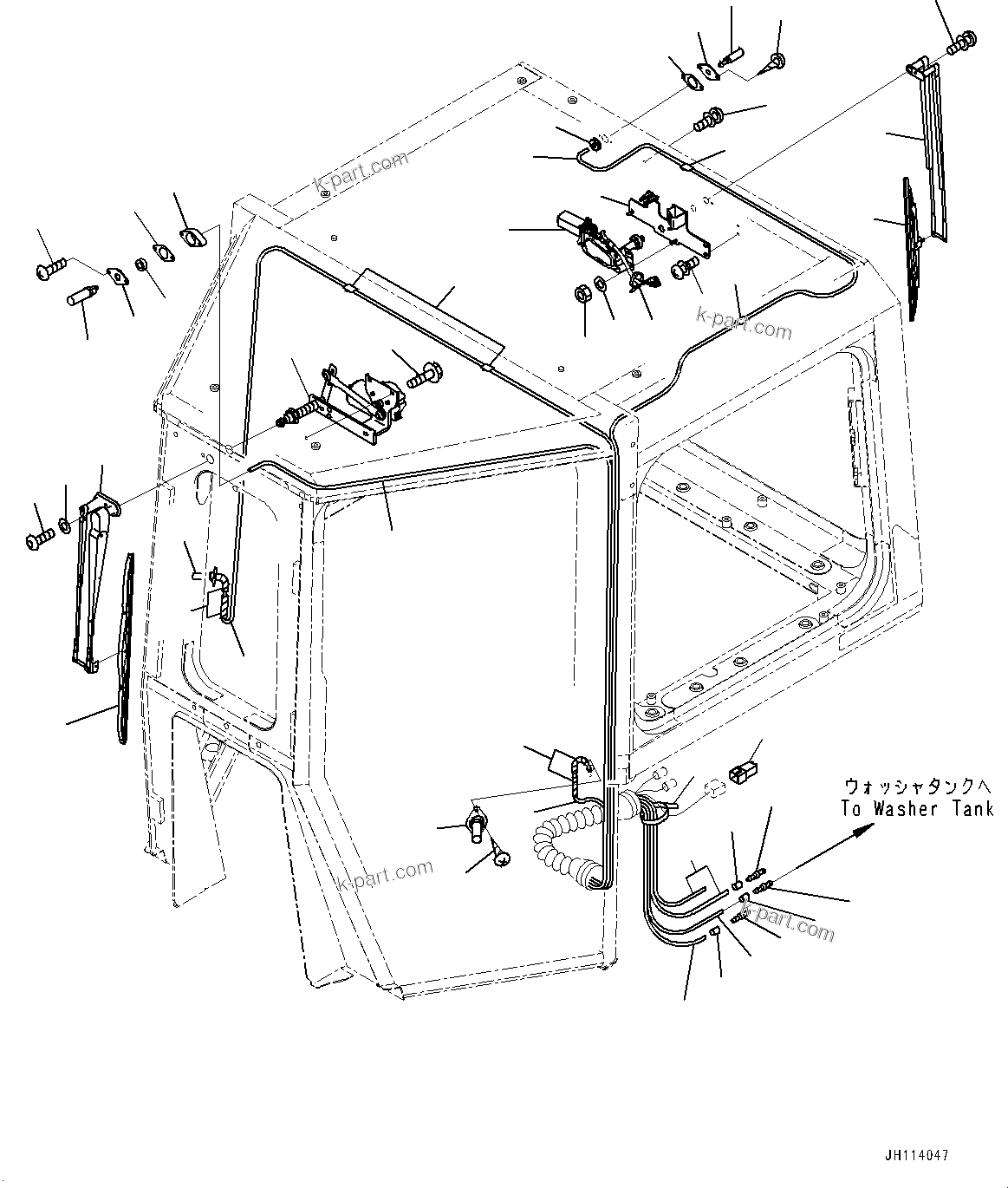 Komatsu parts book diagram for D275A-6 S/N 190001-UP (Mongolia Standard Machine): CAB, FRONT AND REAR WIPER(#190001-)
