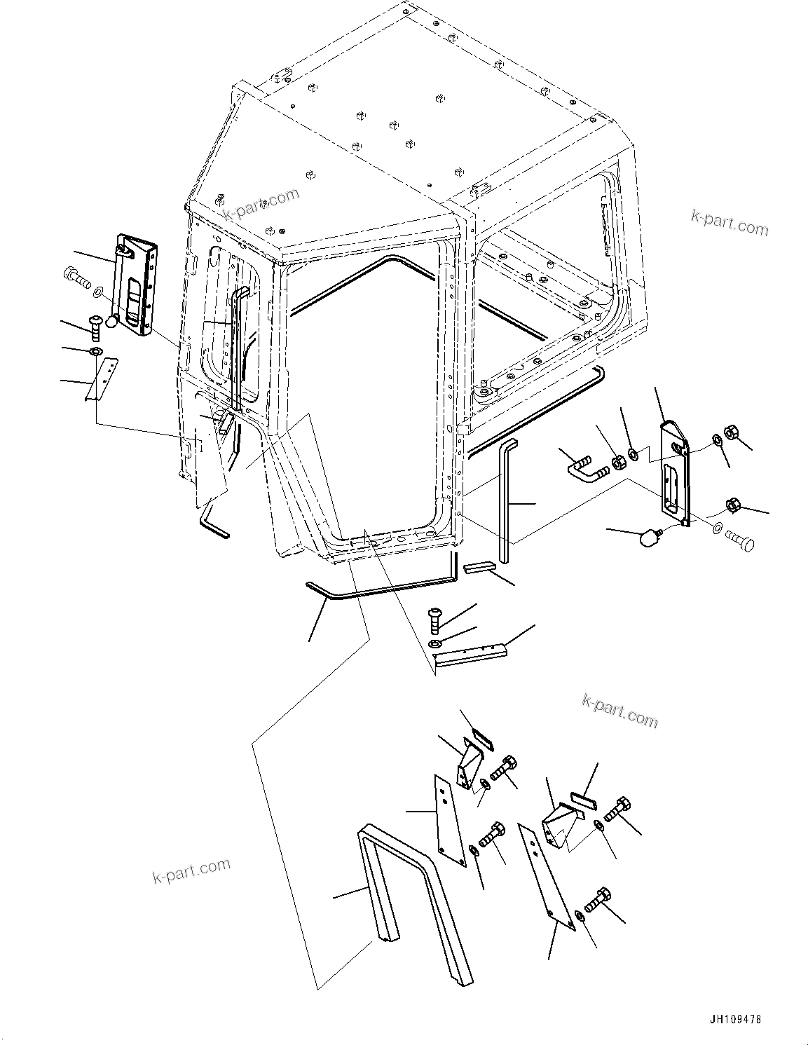 Komatsu parts book diagram for D275A-6 S/N 190001-UP (Mongolia Standard Machine): CAB, ENVELOPE PARTS (1/2)(#190001-)