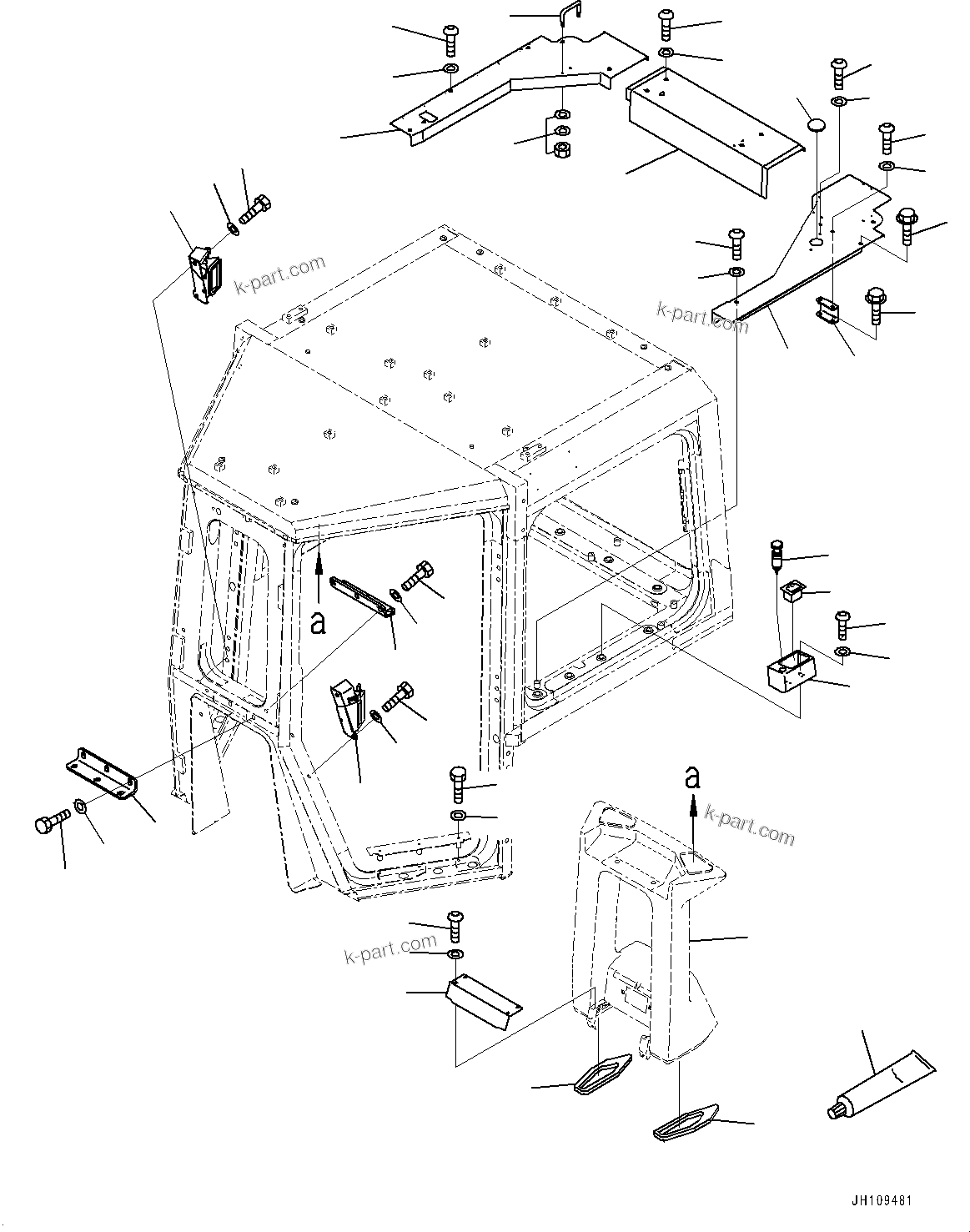 Komatsu parts book diagram for D275A-6 S/N 190001-UP (Mongolia Standard Machine): CAB, ENVELOPE PARTS (2/2)(#190001-)