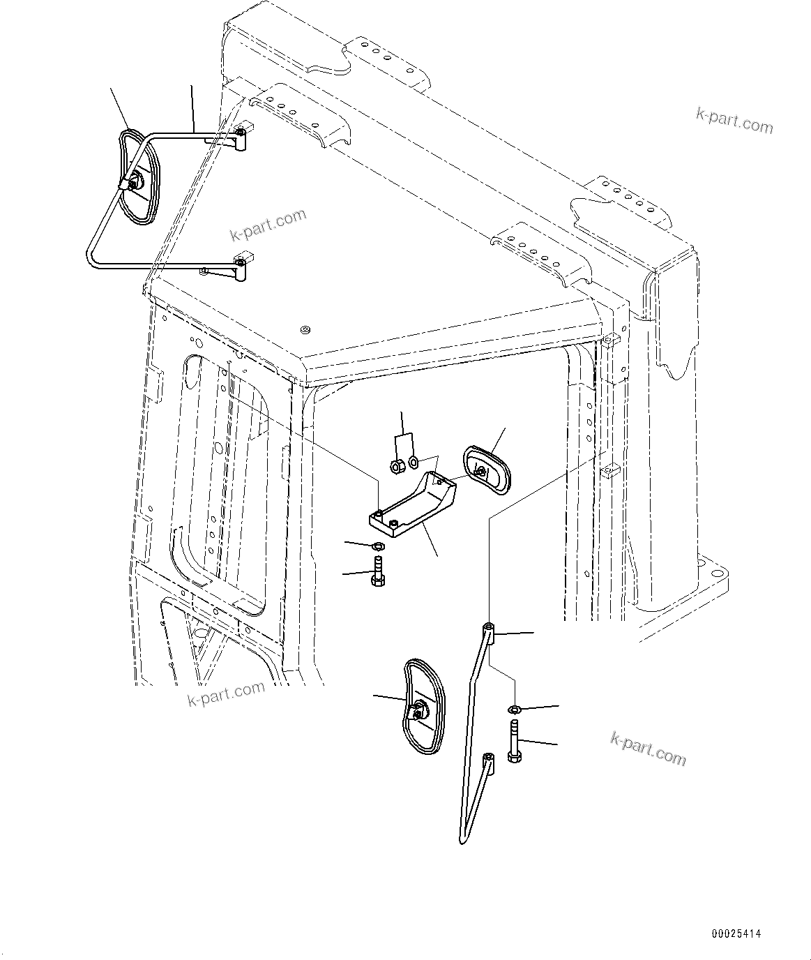 Komatsu parts book diagram for D275A-6 S/N 190001-UP (Mongolia Standard Machine): REARVIEW MIRROR, (#180001-)