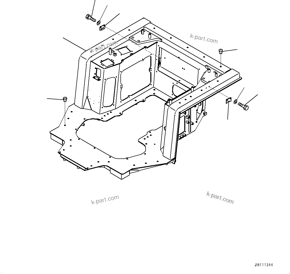 Komatsu parts book diagram for D275A-6 S/N 190001-UP (Mongolia Standard Machine): FLOOR FRAME, FRAME(#190001-)
