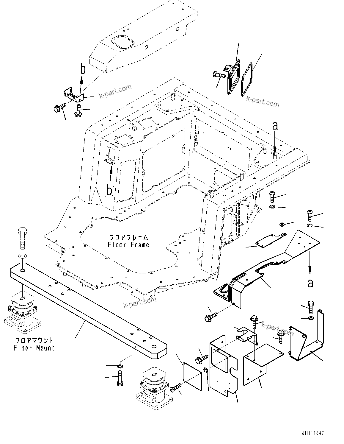 Komatsu parts book diagram for D275A-6 S/N 190001-UP (Mongolia Standard Machine): FLOOR FRAME, ARMREST(#190001-)