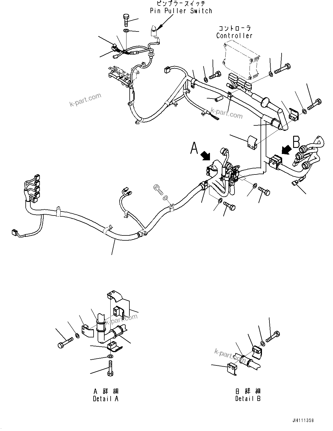 Komatsu parts book diagram for D275A-6 S/N 190001-UP (Mongolia Standard Machine): FLOOR FRAME, WIRING HARNESS (1/2)(#190001-)