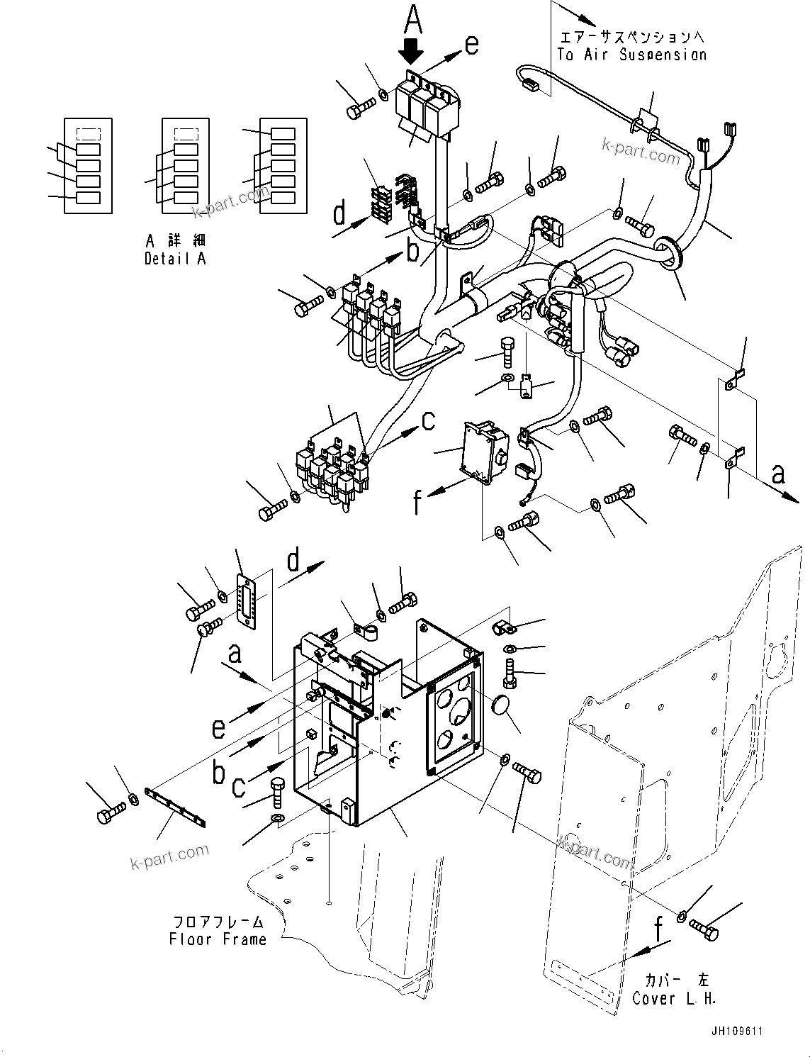 Komatsu parts book diagram for D275A-6 S/N 190001-UP (Mongolia Standard Machine): FLOOR FRAME, FUSE BOX AND RELAY(#190001-)