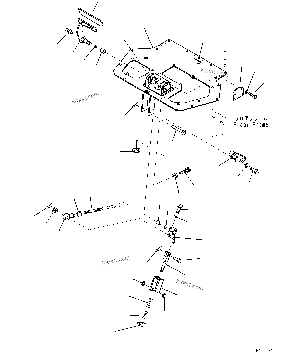 Komatsu parts book diagram for D275A-6 S/N 190001-UP (Mongolia Standard Machine): FLOOR FRAME, BRAKE PEDAL(#190001-)