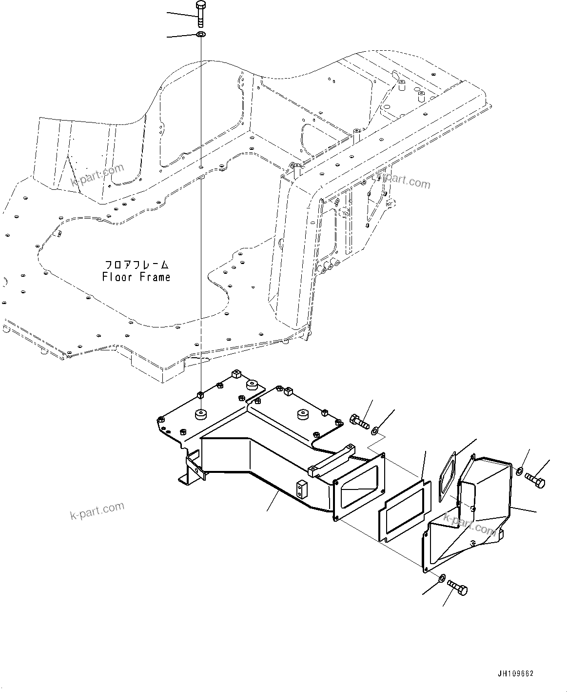 Komatsu parts book diagram for D275A-6 S/N 190001-UP (Mongolia Standard Machine): FLOOR FRAME, HEATER DUCT(#190001-)