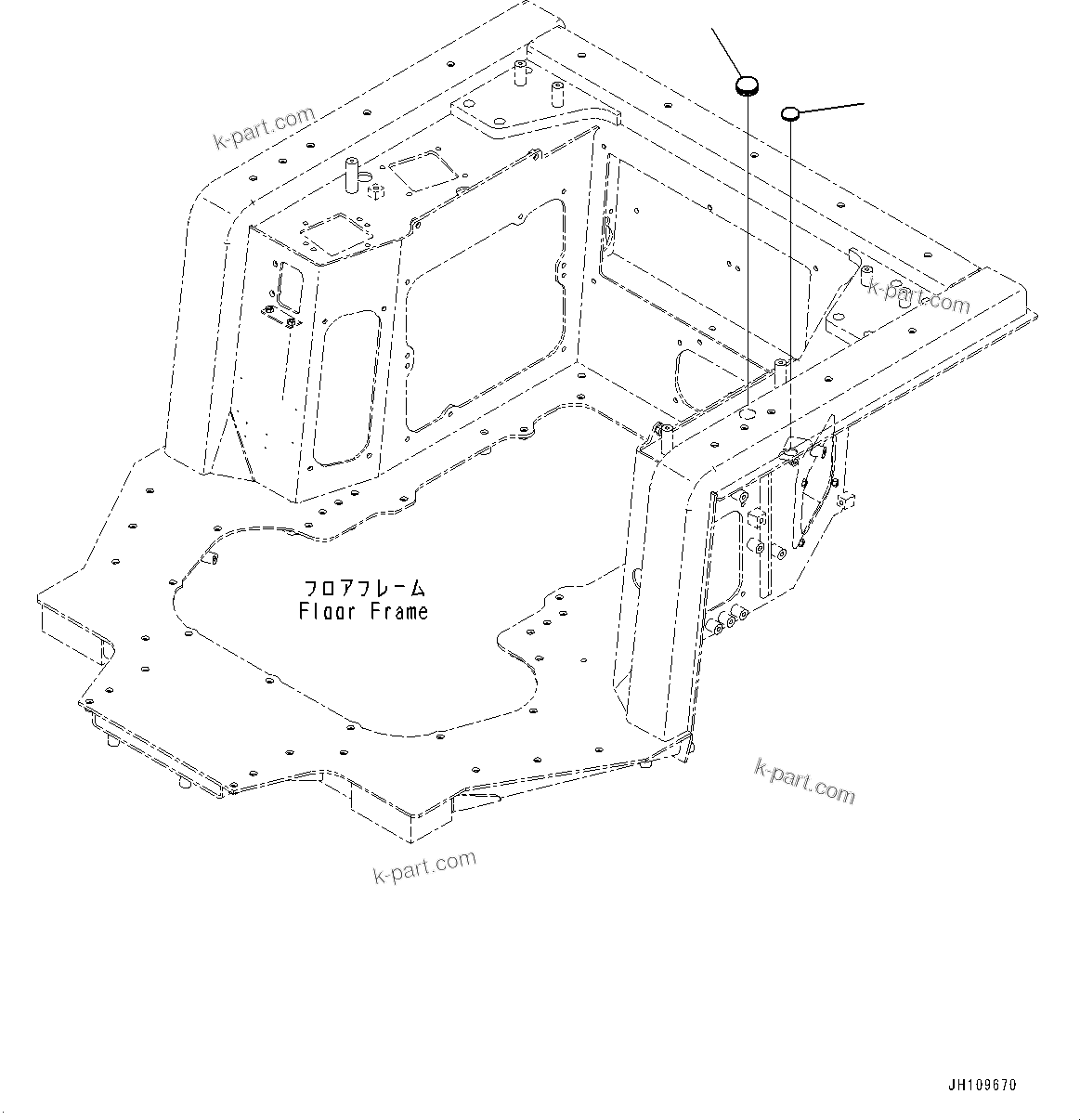 Komatsu parts book diagram for D275A-6 S/N 190001-UP (Mongolia Standard Machine): FLOOR FRAME, CAP(#190001-)
