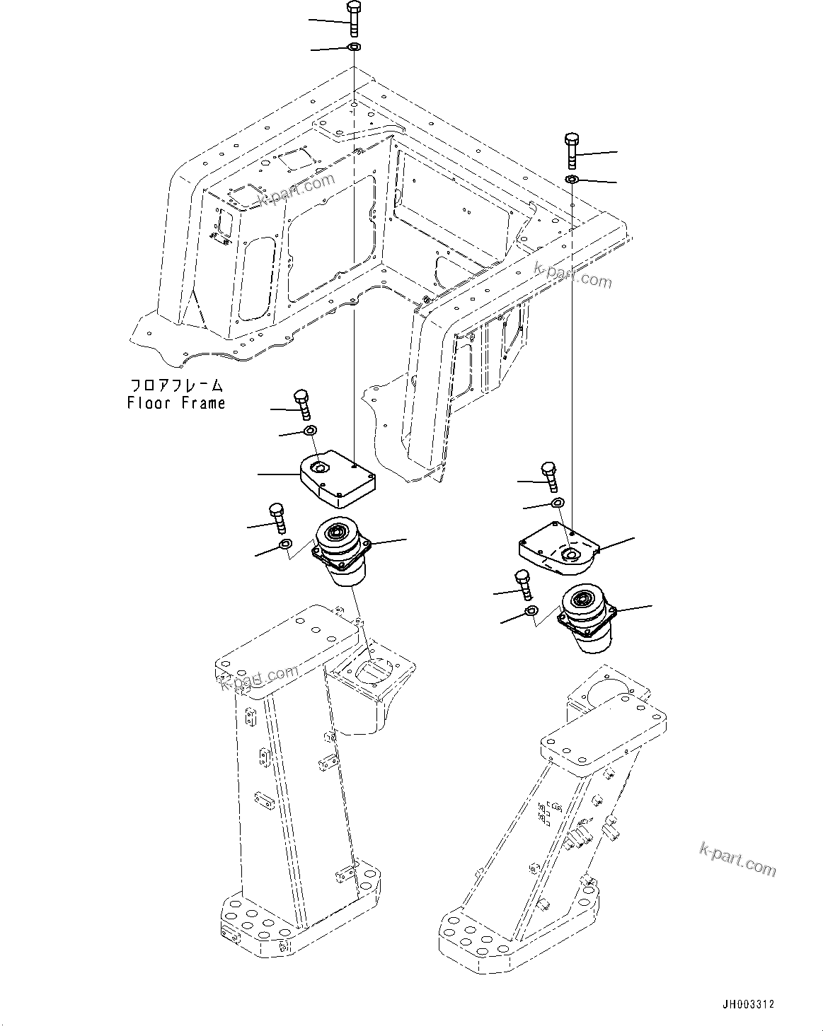 Komatsu parts book diagram for D275A-6 S/N 190001-UP (Mongolia Standard Machine): FLOOR MOUNTING, (#180001-)