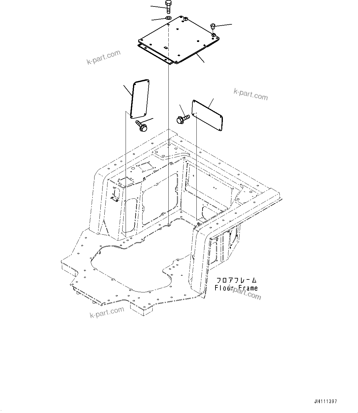 Komatsu parts book diagram for D275A-6 S/N 190001-UP (Mongolia Standard Machine): FLOOR FRAME COVER, COVER(#180001-)