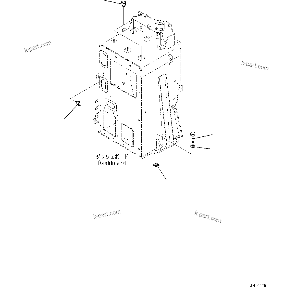 Komatsu parts book diagram for D275A-6 S/N 190001-UP (Mongolia Standard Machine): DASHBOARD, DASHBOARD MOUNTING(#180001-)