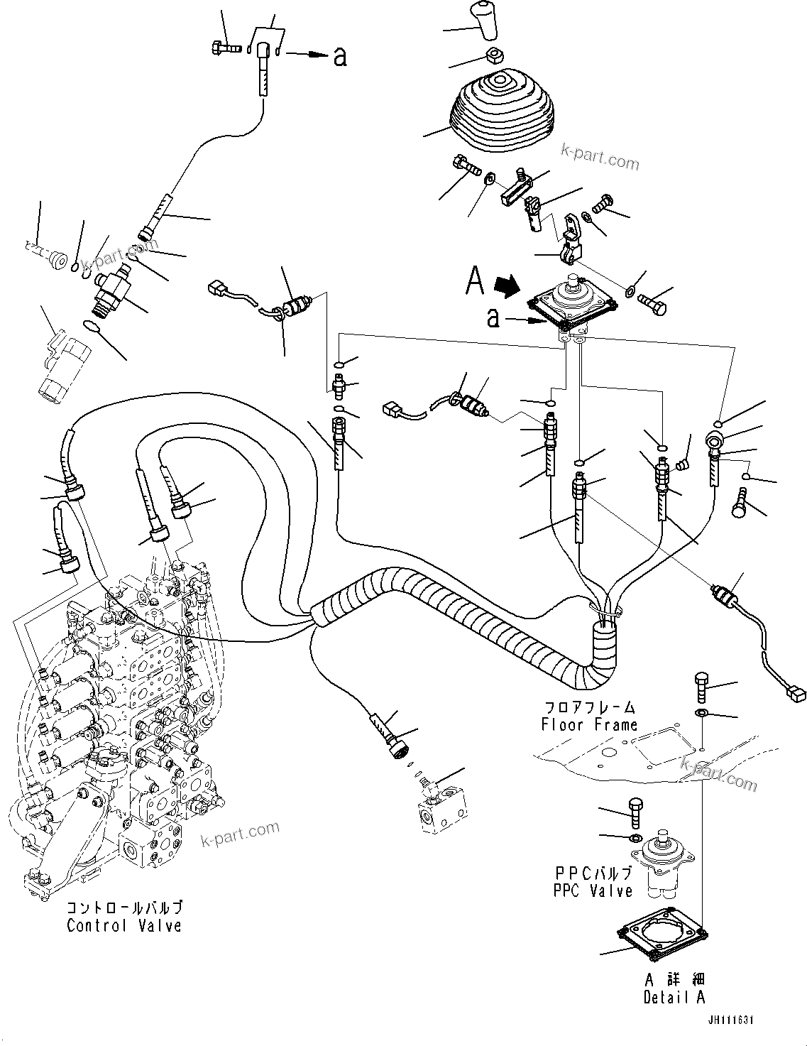 Komatsu parts book diagram for D275A-6 S/N 190001-UP (Mongolia Standard Machine): WORK EQUIPMENT CONTROL, PPC VALVE FOR RIPPER(#190001-)