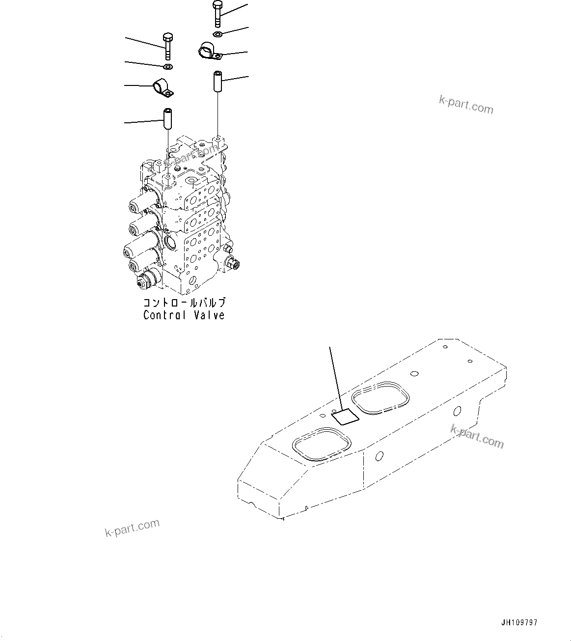 Komatsu parts book diagram for D275A-6 S/N 190001-UP (Mongolia Standard Machine): RIPPER CONTROL PLATE, (#180001-)