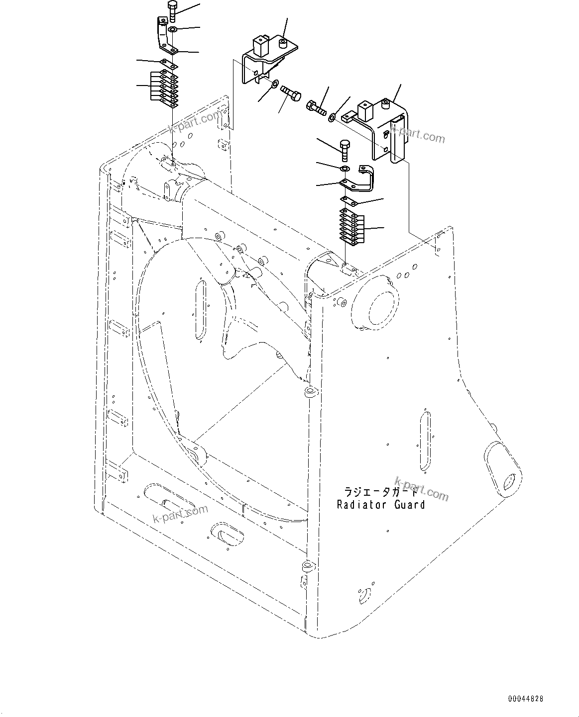 Komatsu parts book diagram for D275A-6 S/N 190001-UP (Mongolia Standard Machine): RADIATOR GUARD, HOOD MOUNTING(#190001-)