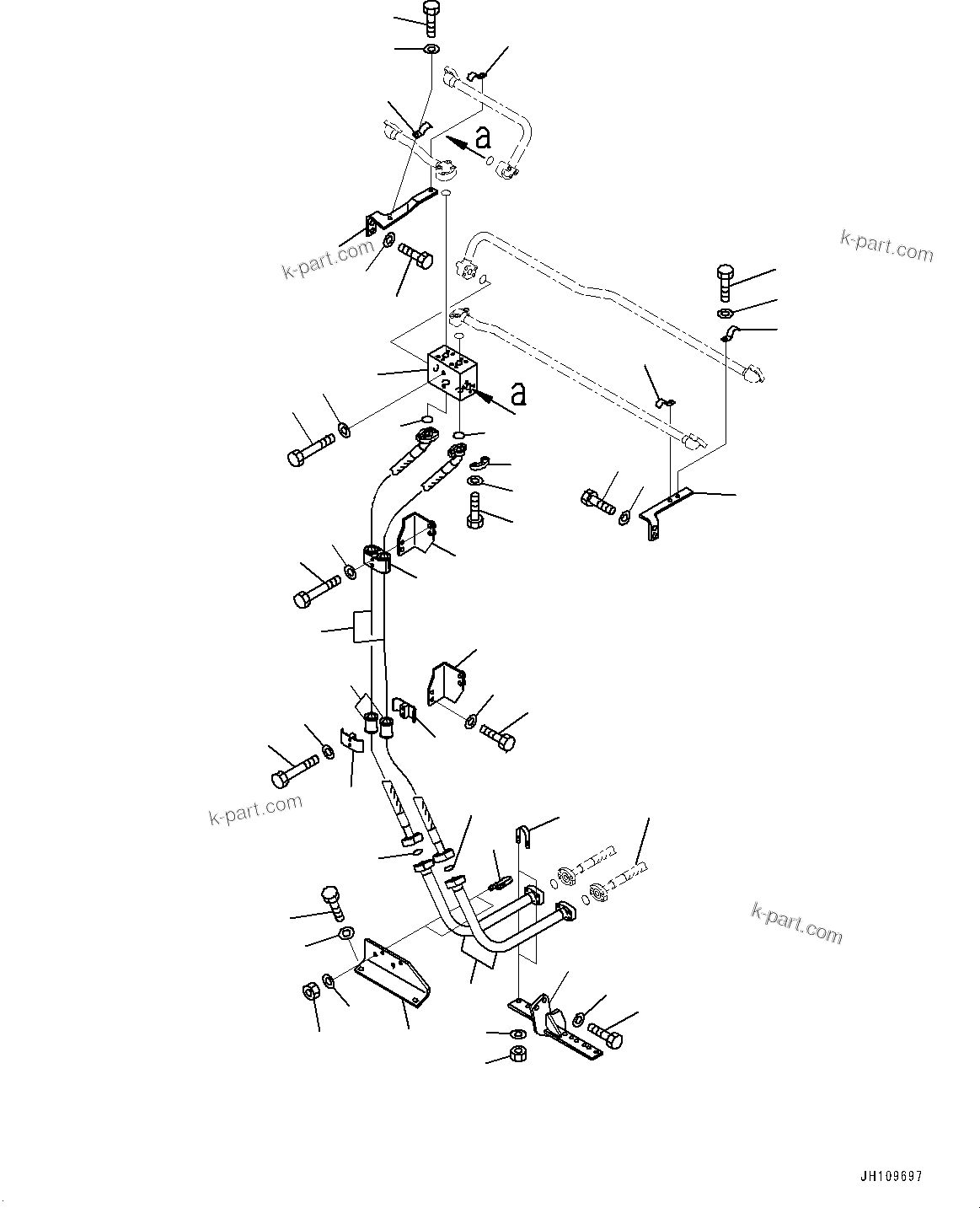 Komatsu parts book diagram for D275A-6 S/N 190001-UP (Mongolia Standard Machine): RADIATOR GUARD, BLADE LIFT PIPING (2/2)(#190001-)