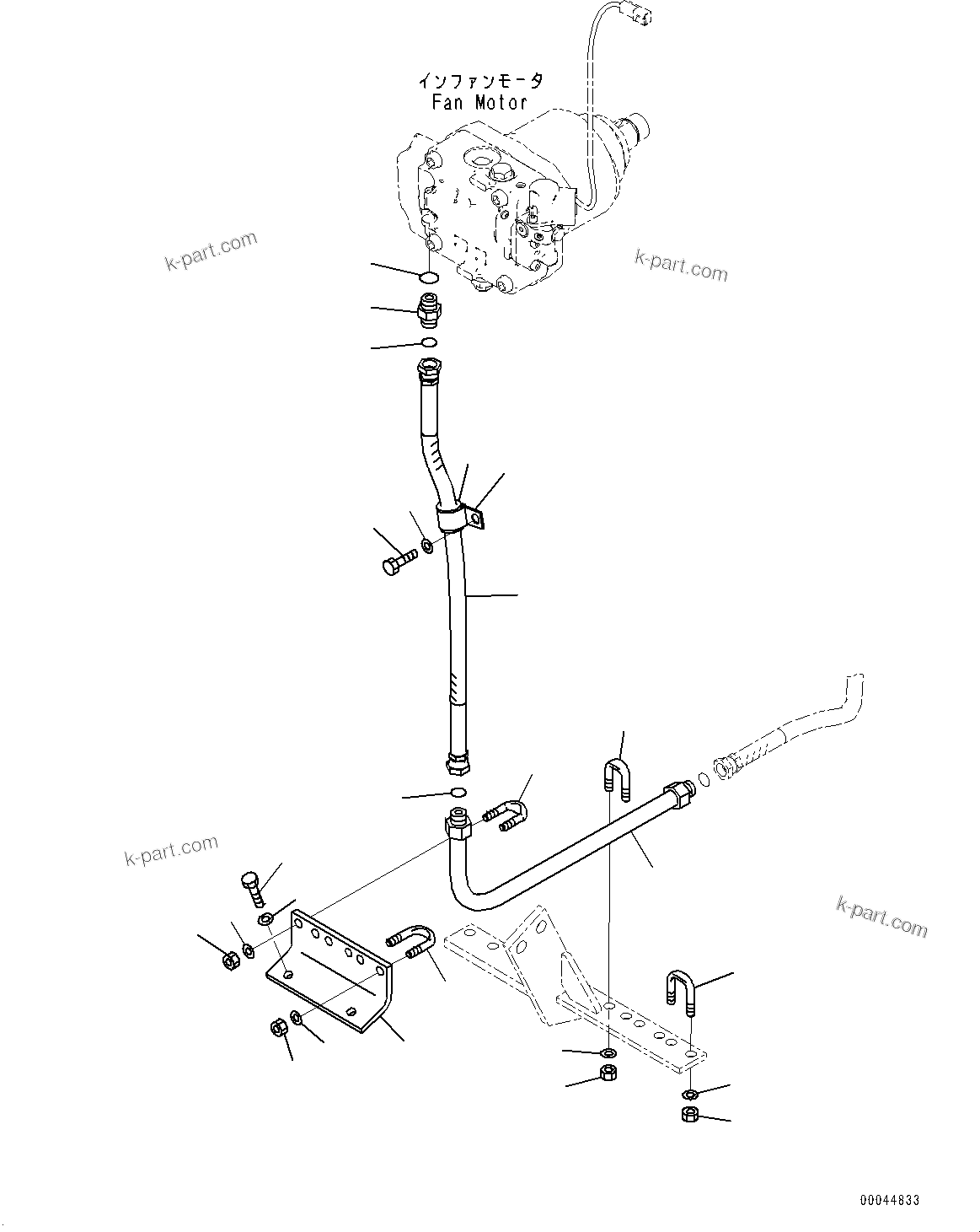 Komatsu parts book diagram for D275A-6 S/N 190001-UP (Mongolia Standard Machine): RADIATOR GUARD, FAN MOTOR PIPING (2/2)(#190001-)