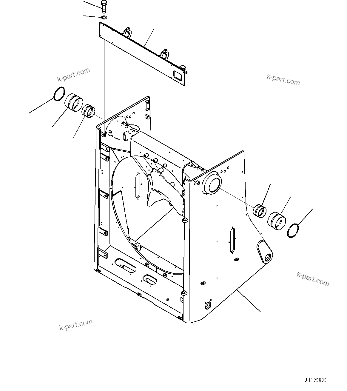 Komatsu parts book diagram for D275A-6 S/N 190001-UP (Mongolia Standard Machine): RADIATOR GUARD, GUARD(#190001-)