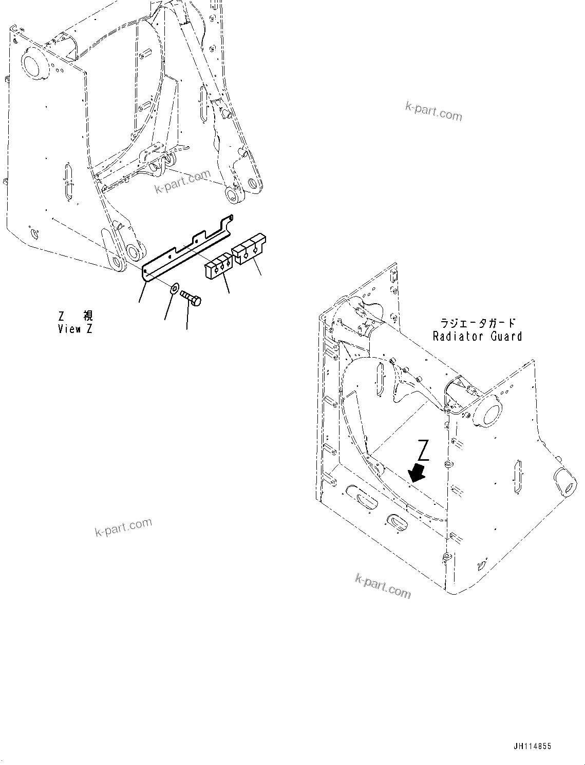 Komatsu parts book diagram for D275A-6 S/N 190001-UP (Mongolia Standard Machine): RADIATOR GUARD, PLATE(#190001-)
