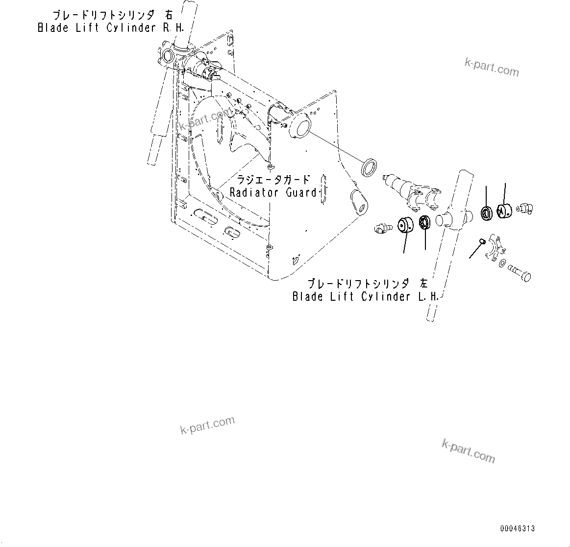 Komatsu parts book diagram for D275A-6 S/N 190001-UP (Mongolia Standard Machine): DOZER BLADE LIFT CYLINDER SUPPORT, (#180001-)
