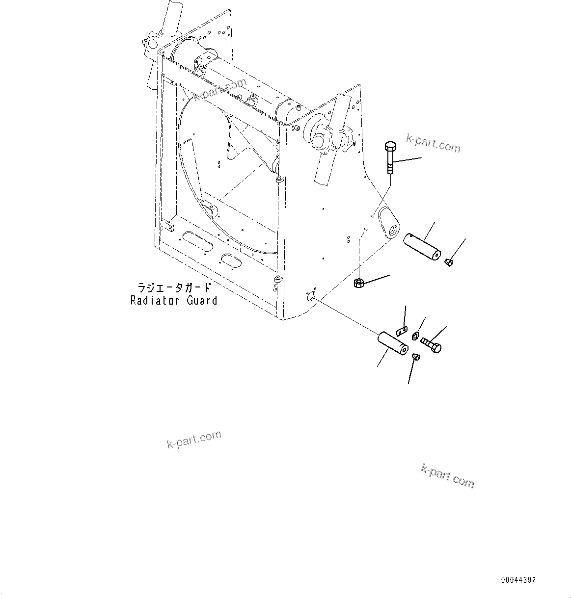Komatsu parts book diagram for D275A-6 S/N 190001-UP (Mongolia Standard Machine): RADIATOR GUARD RELATED PARTS, GUARD MOUNTING(#180001-)