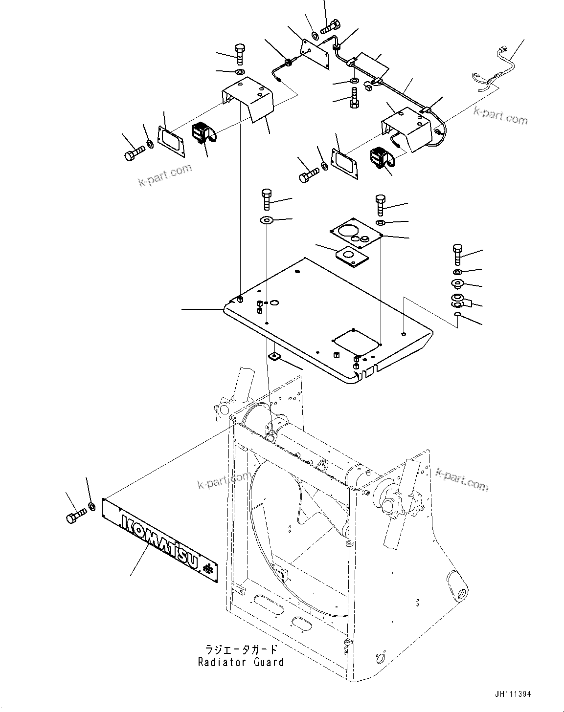 Komatsu parts book diagram for D275A-6 S/N 190001-UP (Mongolia Standard Machine): RADIATOR GUARD RELATED PARTS, COVER(#180001-)