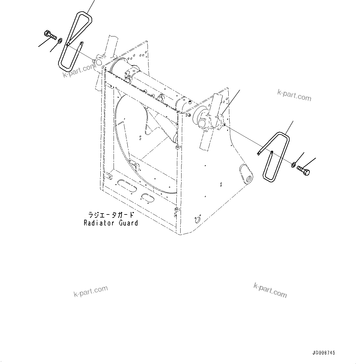 Komatsu parts book diagram for D275A-6 S/N 190001-UP (Mongolia Standard Machine): RADIATOR GUARD RELATED PARTS, GRIP(#180001-)