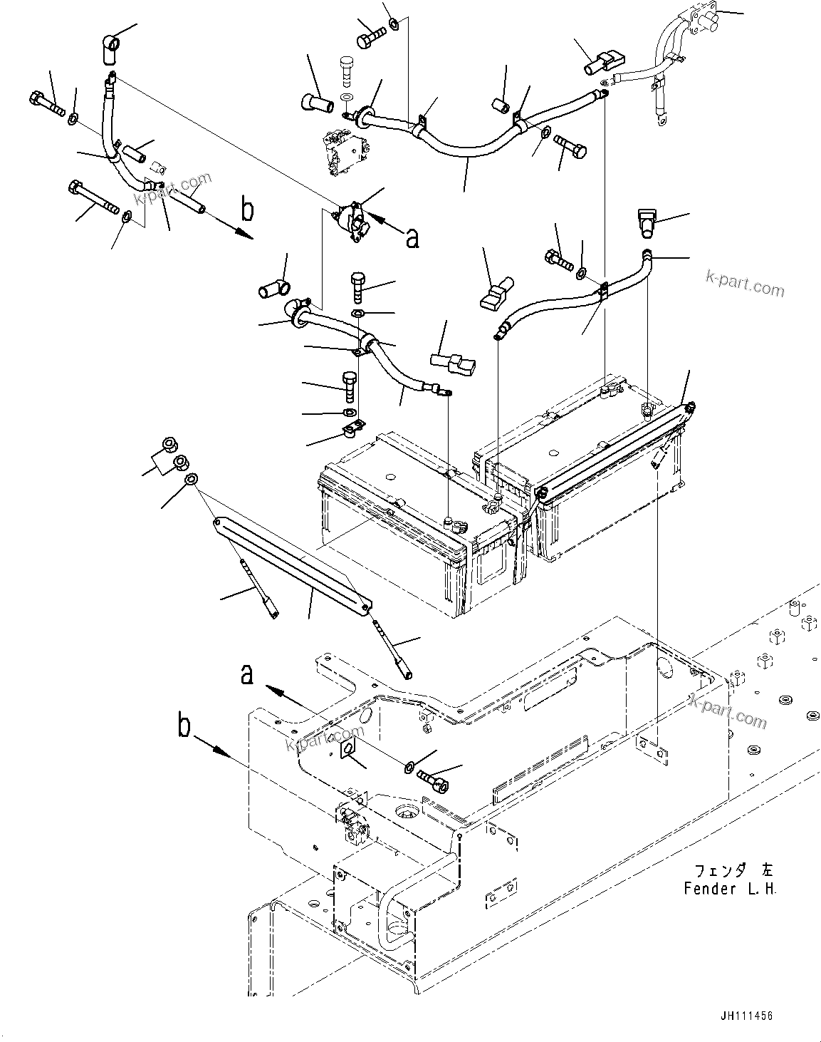 Komatsu parts book diagram for D275A-6 S/N 190001-UP (Mongolia Standard Machine): FENDER, BATTERY CABLE(#180001-)