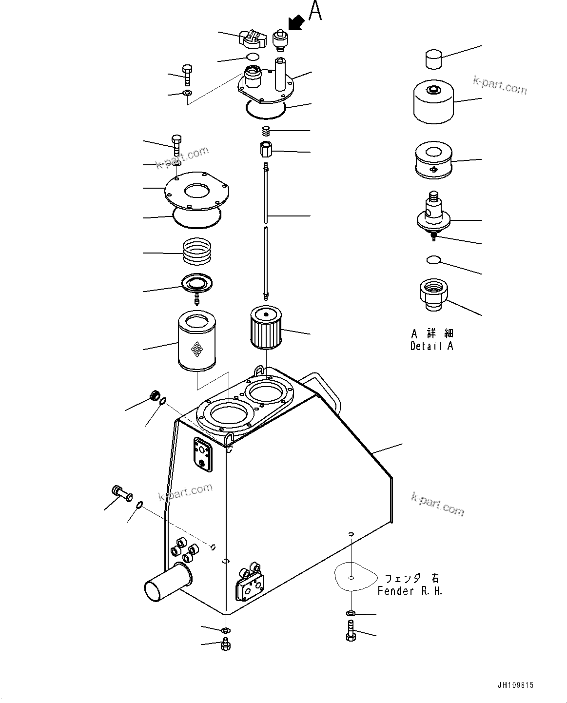 Komatsu parts book diagram for D275A-6 S/N 190001-UP (Mongolia Standard Machine): FENDER, TANK(#180001-)