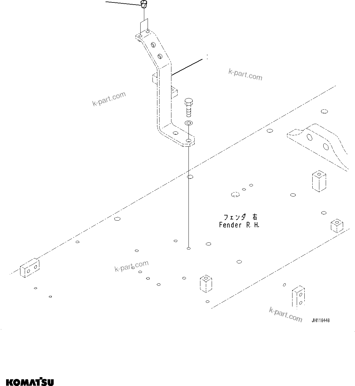 Komatsu parts book diagram for D275A-6 S/N 190001-UP (Mongolia Standard Machine): FENDER, PLUG(#180001-)