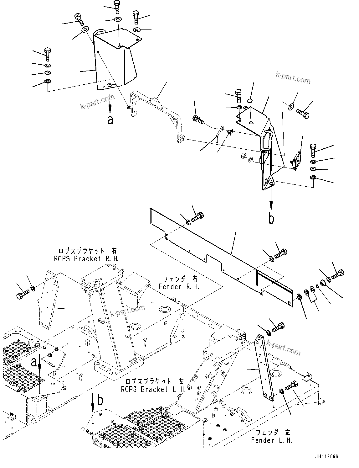 Komatsu parts book diagram for D275A-6 S/N 190001-UP (Mongolia Standard Machine): FENDER RELATED PARTS, DASHBOARD COVER(#180001-)