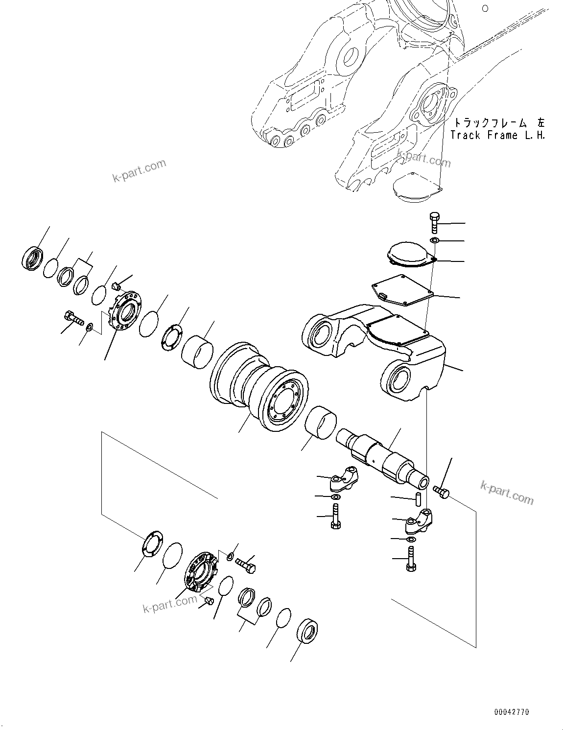 Komatsu parts book diagram for D275A-6 S/N 190001-UP (Mongolia Standard Machine): TRACK FRAME, BOGIE, 1ST, L.H.(#180001-)