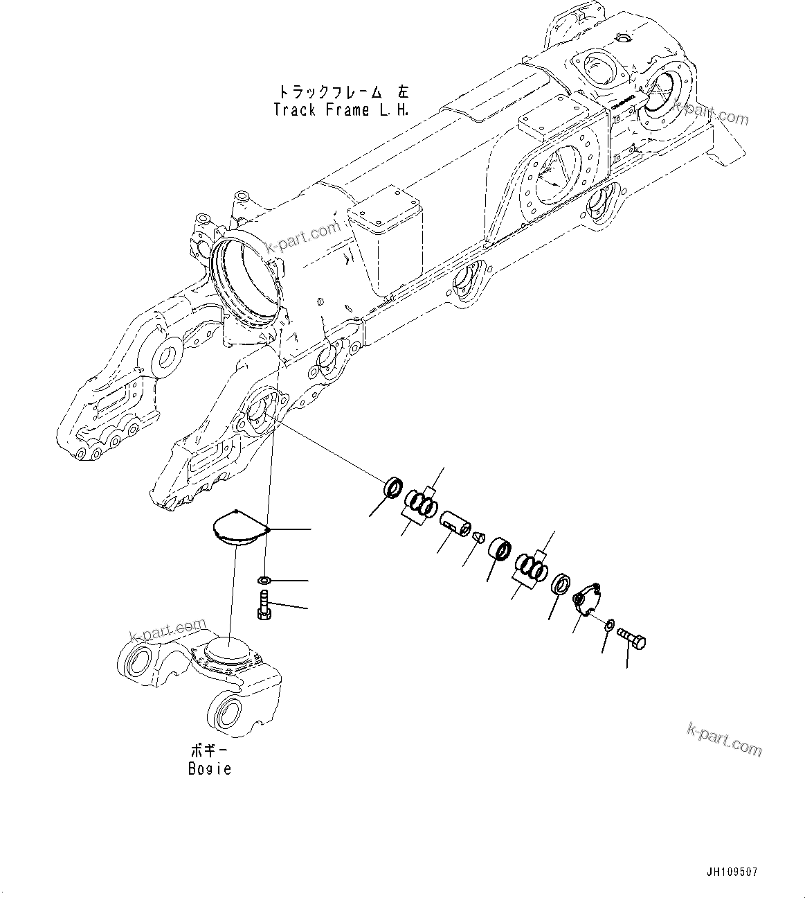 Komatsu parts book diagram for D275A-6 S/N 190001-UP (Mongolia Standard Machine): TRACK FRAME, CARTRIDGE PIN, L.H. (1/2)(#180001-)
