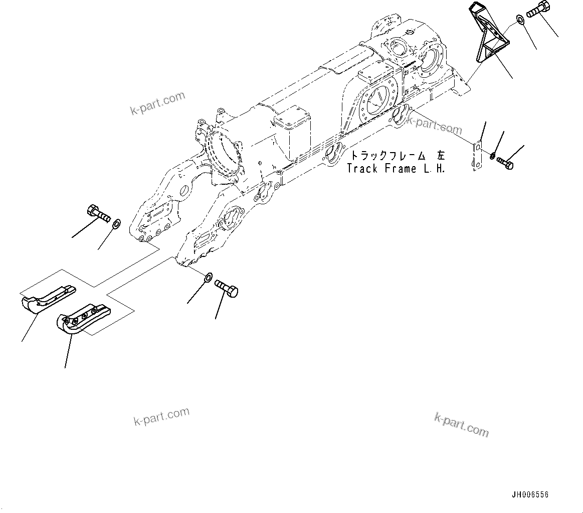 Komatsu parts book diagram for D275A-6 S/N 190001-UP (Mongolia Standard Machine): TRACK FRAME, TRACK FRAME GUARD, L.H.(#180001-)