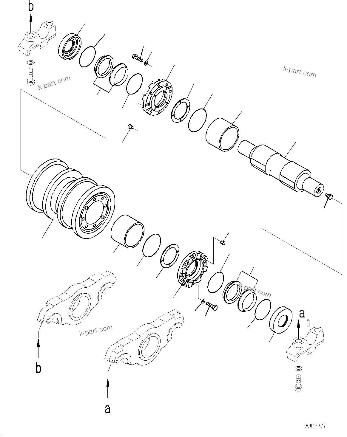 Komatsu parts book diagram for D275A-6 S/N 190001-UP (Mongolia Standard Machine): TRACK FRAME, TRACK ROLLER, 4TH, L.H. (1/2)(#180001-)