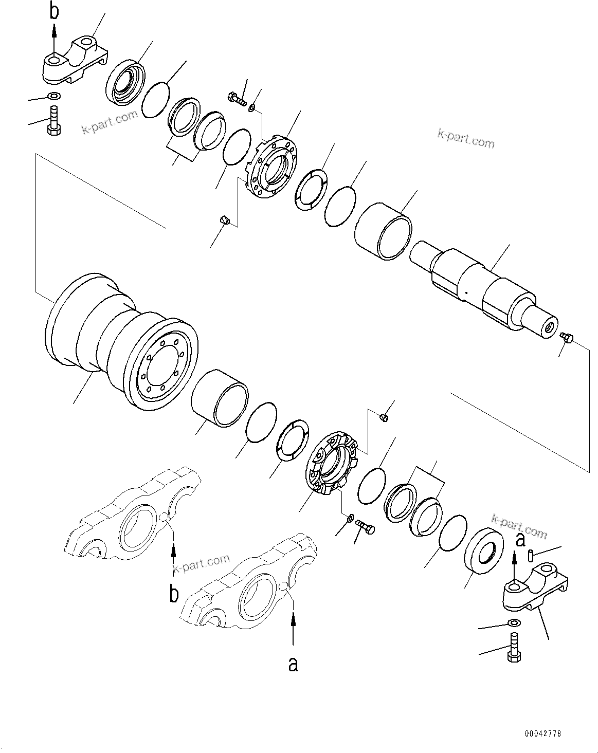 Komatsu parts book diagram for D275A-6 S/N 190001-UP (Mongolia Standard Machine): TRACK FRAME, TRACK ROLLER, 4TH, L.H. (2/2)(#180001-)