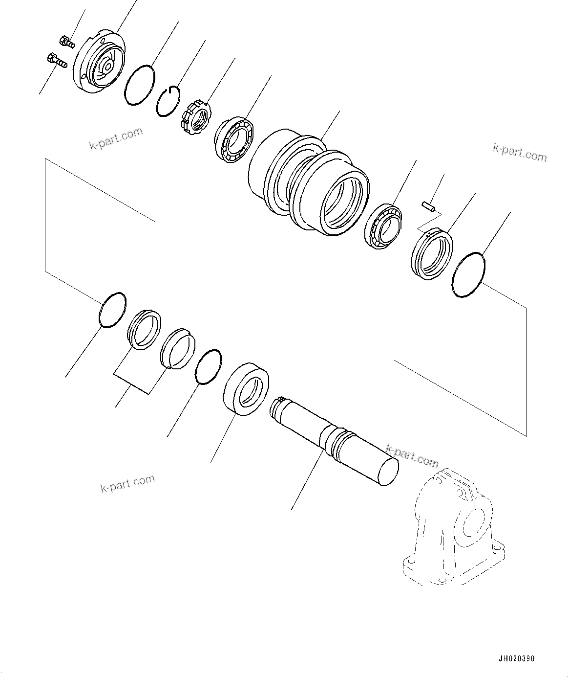 Komatsu parts book diagram for D275A-6 S/N 190001-UP (Mongolia Standard Machine): TRACK FRAME, CARRIER ROLLER, L.H.(#180001-)