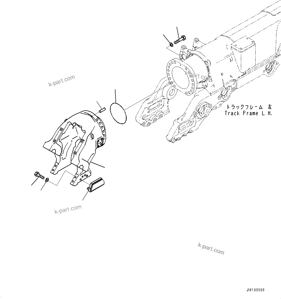 Komatsu parts book diagram for D275A-6 S/N 190001-UP (Mongolia Standard Machine): TRACK FRAME, IDLER YOKE, L.H.(#180001-)