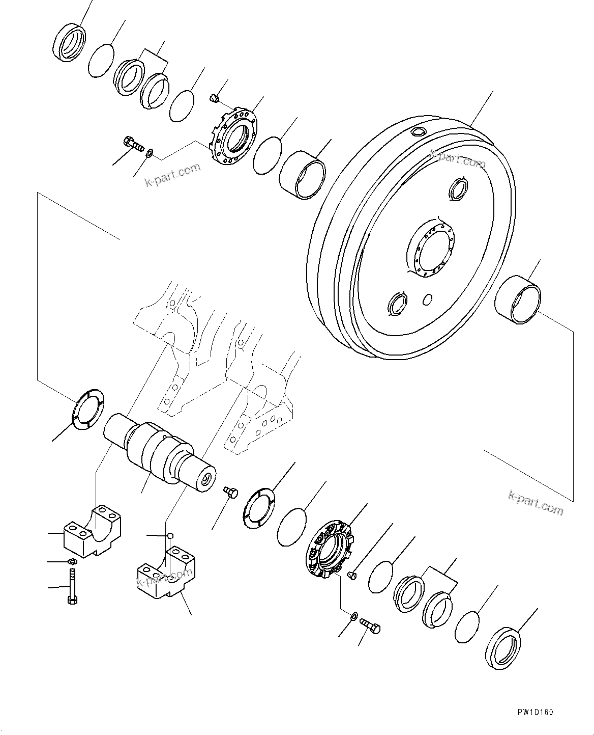 Komatsu parts book diagram for D275A-6 S/N 190001-UP (Mongolia Standard Machine): TRACK FRAME, FRONT IDLER(#180001-)