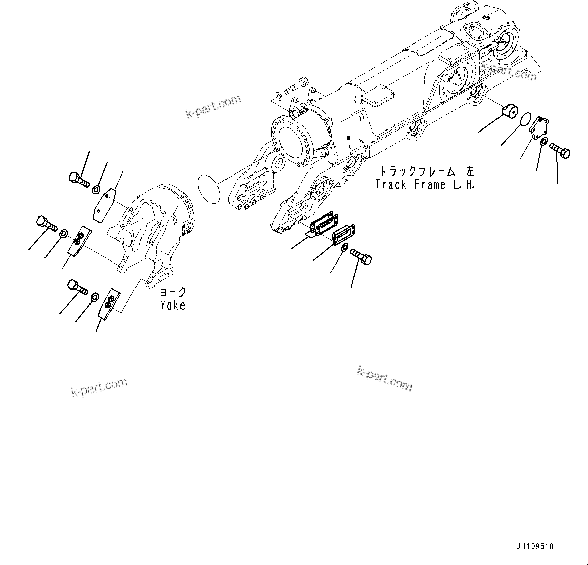 Komatsu parts book diagram for D275A-6 S/N 190001-UP (Mongolia Standard Machine): TRACK FRAME, IDLER CUSHION, L.H.(#180001-)