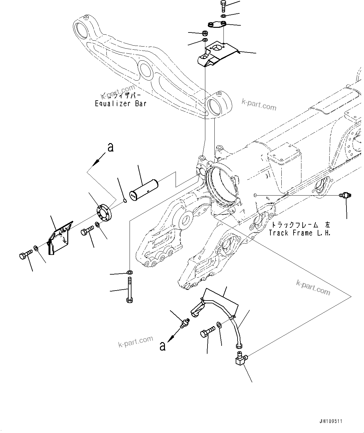 Komatsu parts book diagram for D275A-6 S/N 190001-UP (Mongolia Standard Machine): TRACK FRAME, SIDE PIN, L.H.(#180001-)