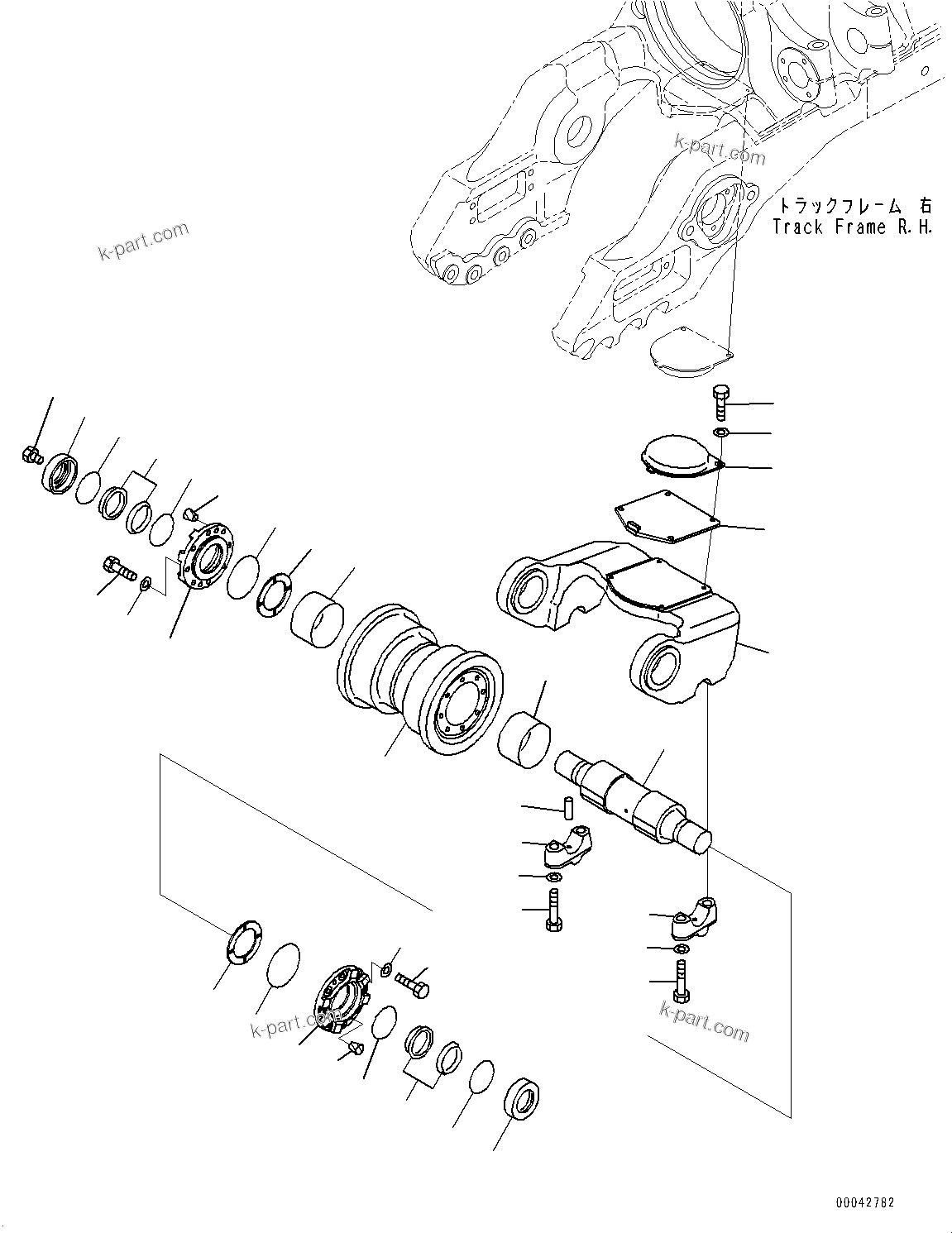 Komatsu parts book diagram for D275A-6 S/N 190001-UP (Mongolia Standard Machine): TRACK FRAME, BOGIE, 1ST, R.H.(#180001-)